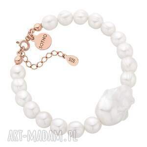 Bransoletka z różowego złota z pereł naturalnych z barokową perłą