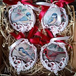 ptaszki zimowe ozdoby świąteczne zestaw święta nowość diy, bombki ręcznie