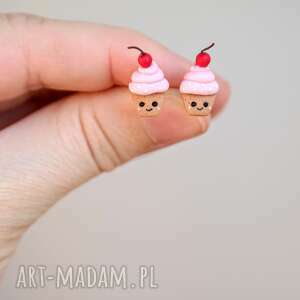 cupcake - maleńkie kolczyki wkręty babeczki biżuteria