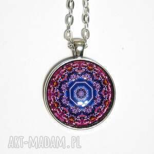 handmade wisiorki medalion - fioletowa mandala - duży