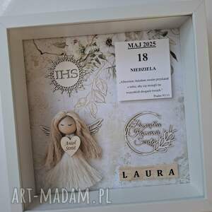 Pamiątka Komunii Świętej z aniołem stróżem dla dziewczynki