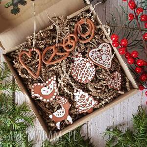 dekoracje świąteczne zestaw zawieszek na choinkę jak z piernika nr 3, ceramika