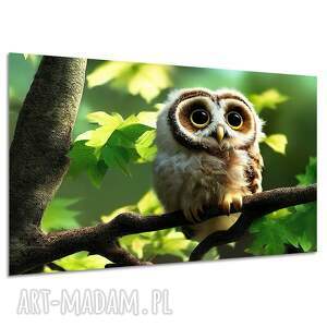 Obraz na płótnie do pokoju dziecka - sowa i leśne zwierzątka 120x80 cm