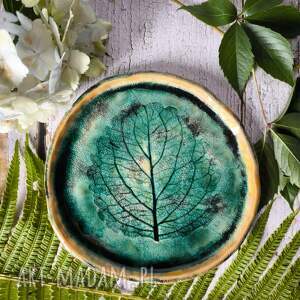 piękna podstawka z motywem roślinnym, talerzyk ceramika na biżuterię