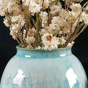 handmade wazony błękitny wazon ceramiczny toczony na kole, wysokość 13