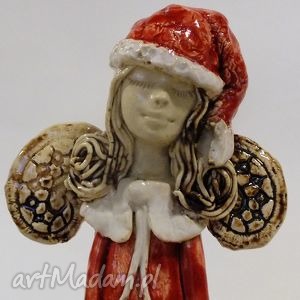 handmade świąteczny prezent anioł w stroju mikołaja
