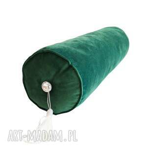 handmade poduszki poduszka glamour wałek welurowy 50cm butelkowa zieleń /
