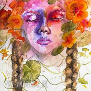 Nasturcja akwarela artystki Adriany Laube - portret