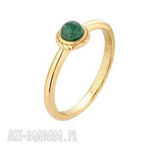 złoty pierścionek z kamienieniem naturalnym awenturyn zielony