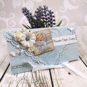 scrapbooking kartki pamiątka chrztu św baby blue chrzest, chrzciny kartka