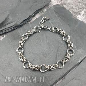 Bransoletka chainmaille ze stali szlachetnej - ażurowe koła
