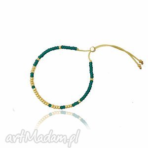 handmade bransoletka minimal - bootle green and gold