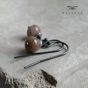 Kolczyki ze srebra i kamieni Przepiórki, z agatów