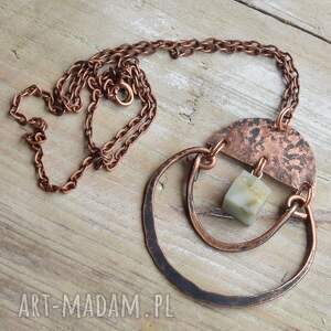 naszyjnik - wisior z oksydowanej miedzi i amazonitu /1/, amazonitem