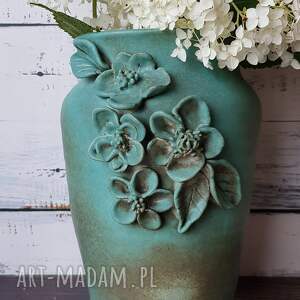 oryginalny wazon z dekoracją, duży na kwiaty, ceramika kwiaty