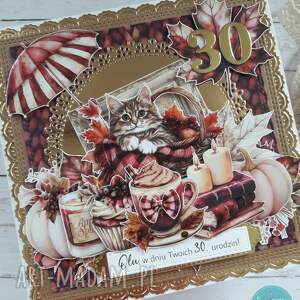 Kartka urodzinowa z kotem - personalizowana kartka handmade