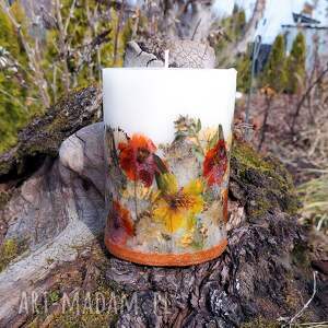 dekoracje bezzapachowa świeca botaniczna z wosku sojowego suszonymi kosmosami