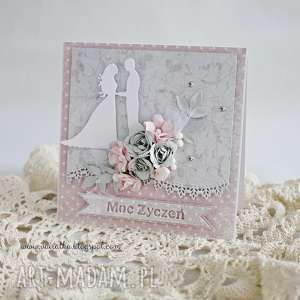 ręcznie wykonane scrapbooking kartki kartka ślubna w pudełku