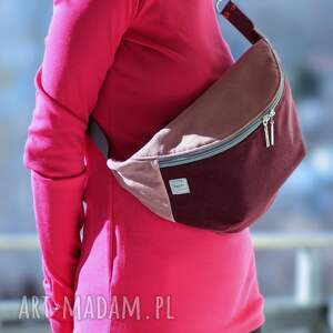 fioletowo - różowa welurowa nerka xxl, mini plecak, torebka prezent, dzień