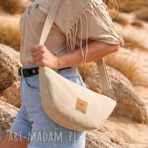 Zamszowa torebka crossbody Kremowa, torebko nerka