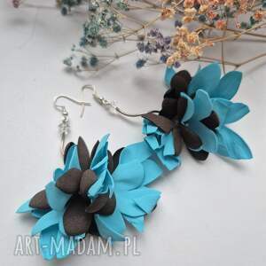 Kolczyki kwiaty boho kolorowe lekkie wykonane w pojedynczym
