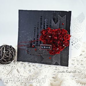 handmade scrapbooking kartki mroczna, acz namiętna - walentynka z sercem