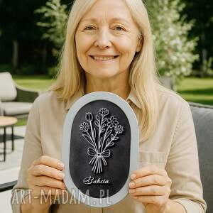 tulito prezent na dzień babci, mamy, drewniany obraz z motywem kwiatów