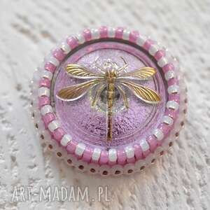 handmade broszki shiny buttons:dragonfly