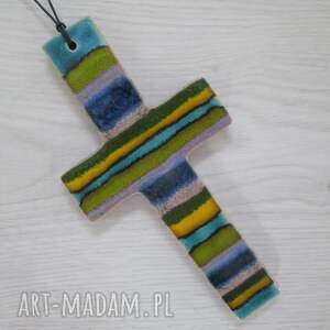 handmade ceramika krzyżyk z kolorami