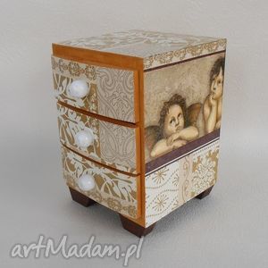 handmade pudełka komódka aniołki