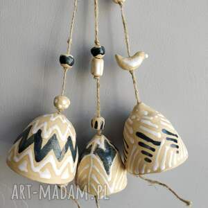 ręcznie wykonane dekoracje zestaw trzech dzwoneczków ceramicznych 2