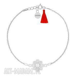 bransoletka - rozetka z czerwonym chwostem, magneta, lavoga prezent