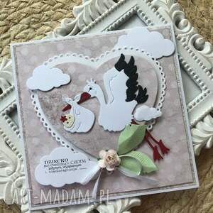 Kartka na narodziny dziewczynki scrapbooking z kopertą
