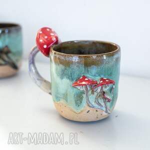 duży kubek z muchomorem handmade amanita beach ok 450 ml ceramika na prezent
