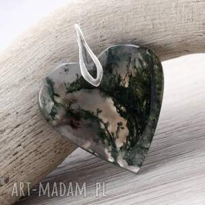 agat mszysty i srebro - wisior 1963a agatem serce mszystym