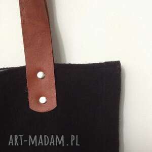 handmade na ramię lniana czarna torebka