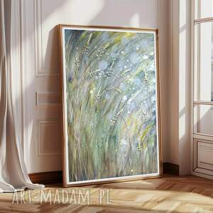 Oryginalna akwarela A2. Łąka, trawa, sztuka, kwiaty