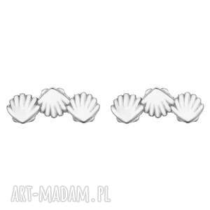 srebrne kolczyki muszelki, sztyfty, muszle, wyjątkowe prezenty