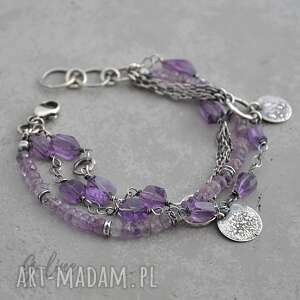 handmade masywna bransoletka z ametystem 067