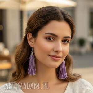 kolczyki frędzle lili eleganckie chwosty z koralików - intensywny