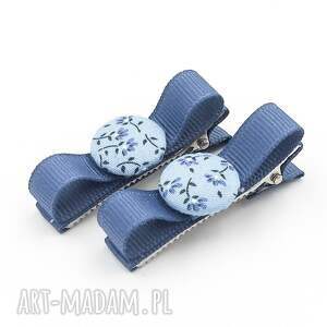 spinki do włosów bobbles bow blue little flowers dziewczynki, niebieskie