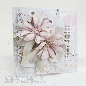 ręczne wykonanie scrapbooking kartki kartka z pudrowym różem