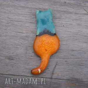 ceramiczny magnes kot turkus z pomarańczą lodówkę prezent