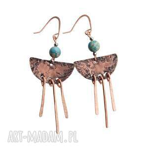 kolczyki z kutej, oksydowanej miedzi i jaspisu cesarskiego /3/ biżuteria