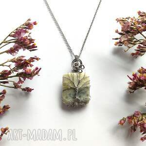 naszyjnik drzewo życia agat stal chirurgiczna wisiorek handmade wirewrapping