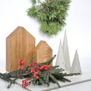 dom choinki minimalistyczne - beton komplet 3 sztuk, świąteczna dekoracja