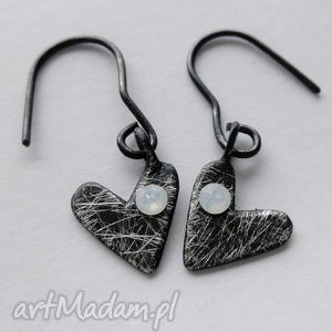 Kolczyki serduszka Swarovski ze srebra 925 - handmade