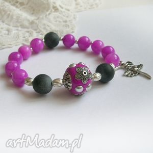 handmade jadeit amarantowy - bransoletka