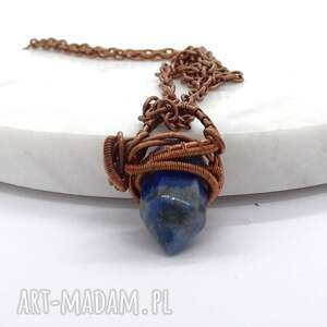 handmade naszyjniki miedziany naszyjnik z drobnym lapisem lazuli