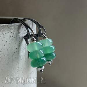 kolczyki z zielonym agatem - baśniowy las, srebrne bigle, biżuteria na co dzień